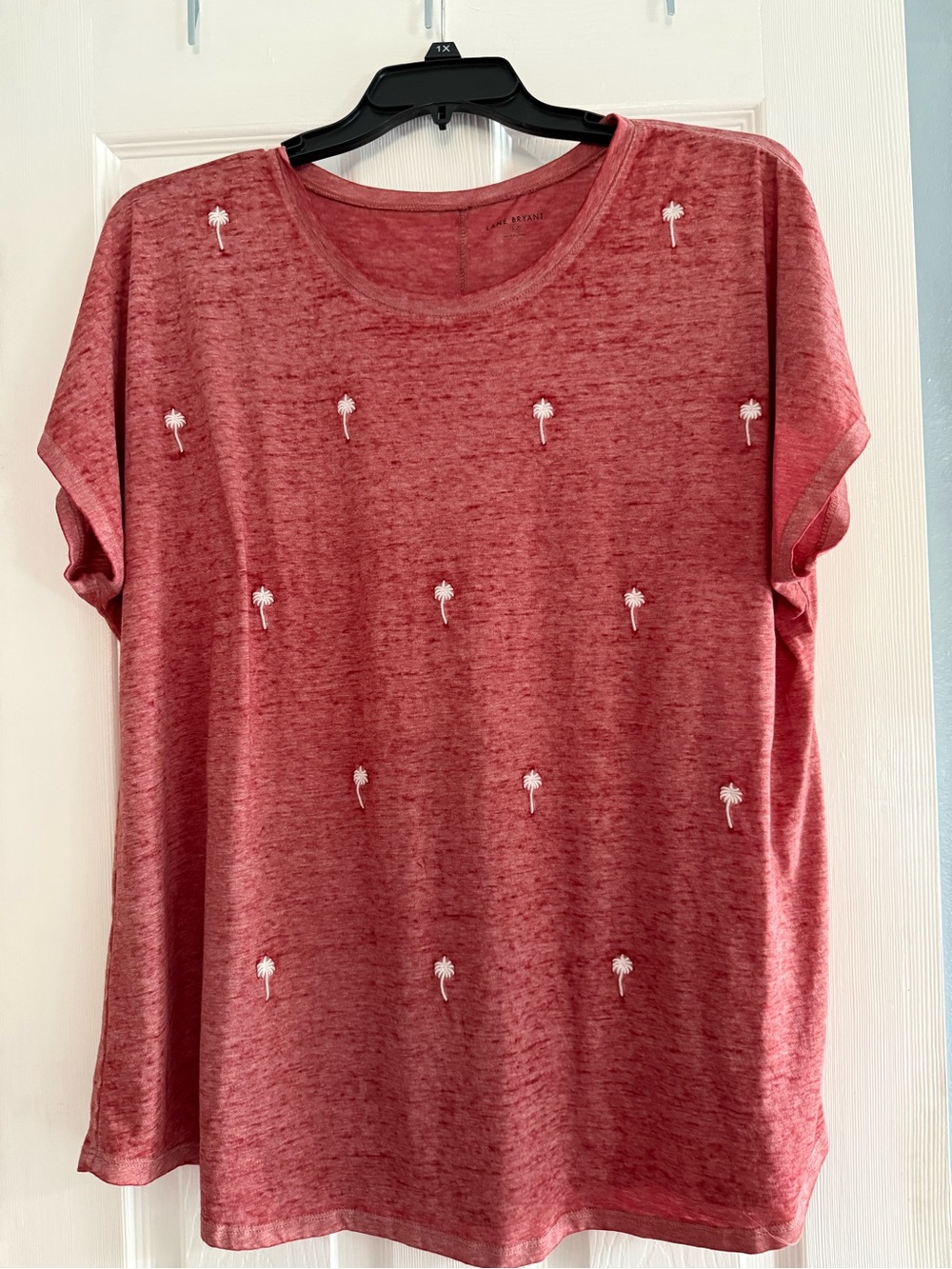Lane Bryant Rose Short-Sleeve Tee with White Palm Embroidery
